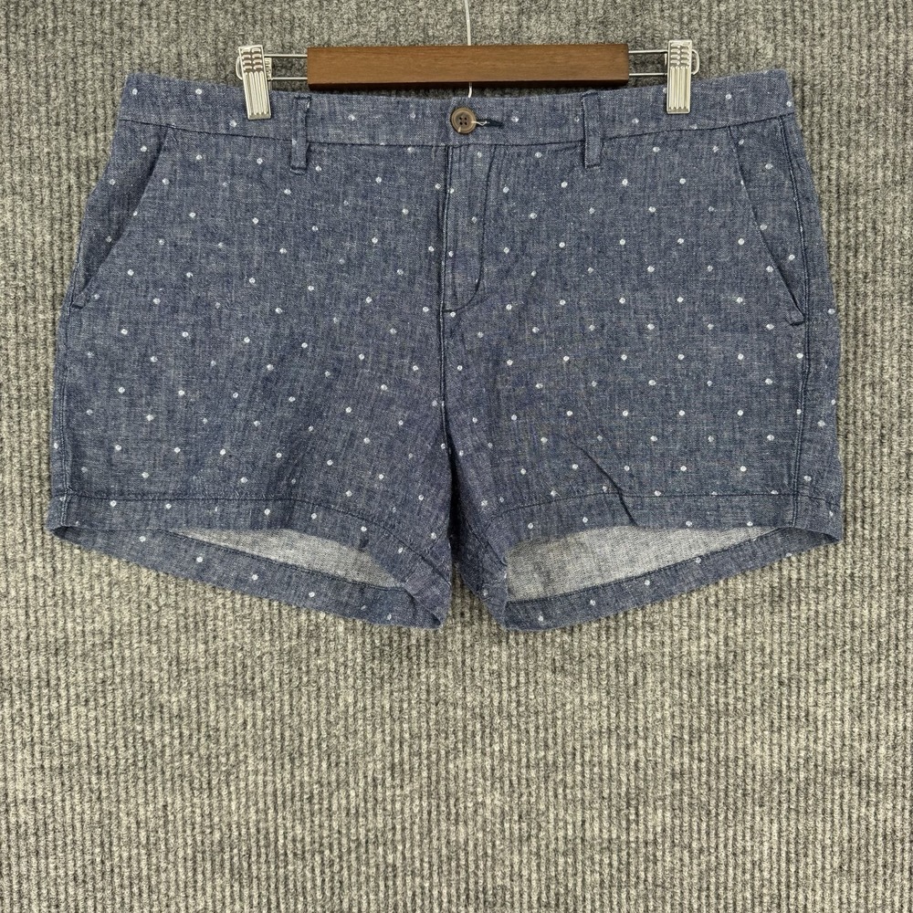 Old Navy linen blend polka dot shorts‎ women's size 14 blue chambray